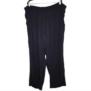 Catherine's 3X/4X Petite Pullon Black Stretch Drape Crop Pant Rayon Crinkle 3XWP